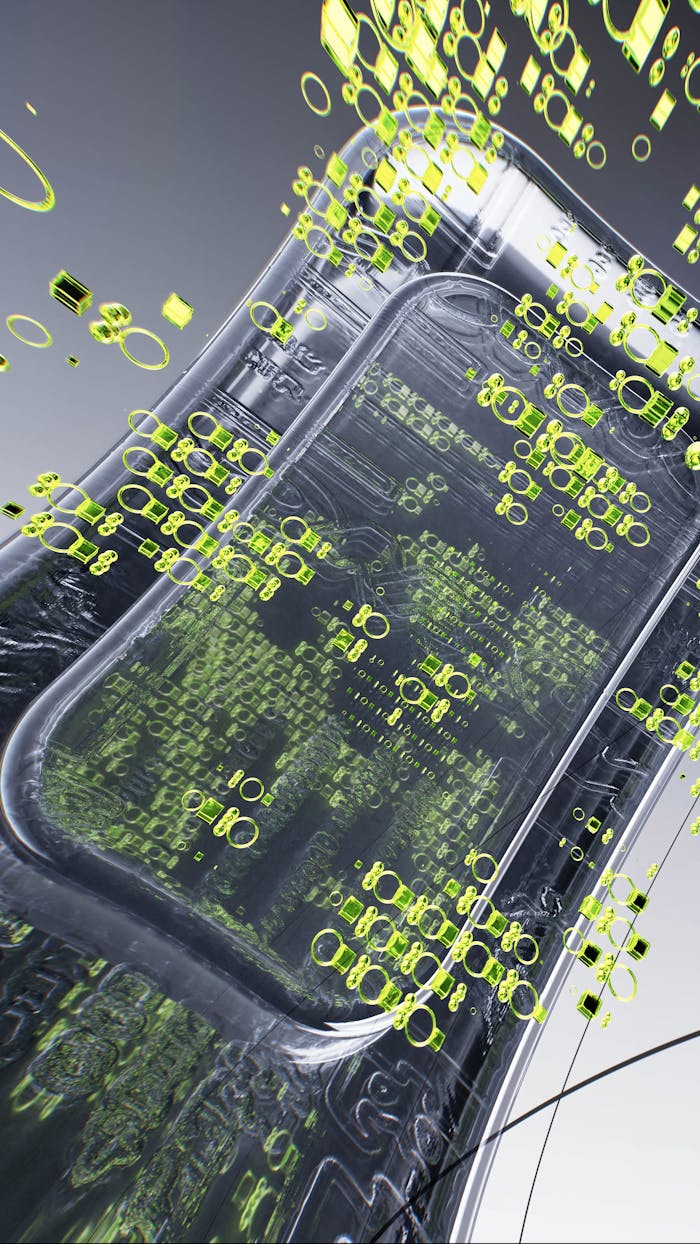 about-01 A dynamic 3D illustration showcasing futuristic technology with neon details.